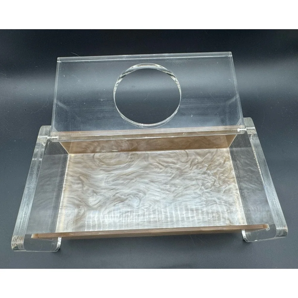 Vintage Handmade Lucite Bathroom Set MCM Acrylic Tissue Holder & Soap Dish